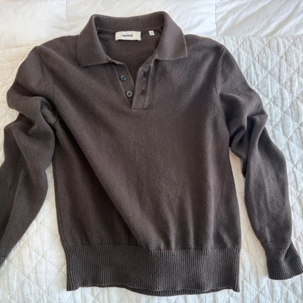 Buck Mason Brown V-Neck Sweater